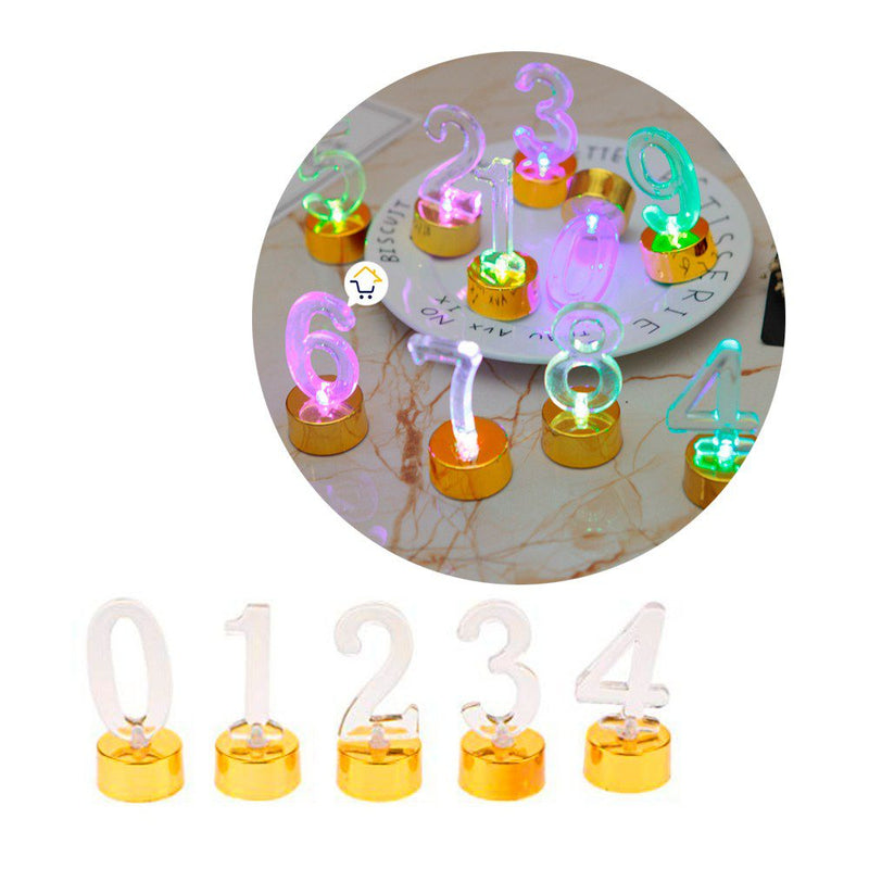 Set Números Led Multicolor Fiestas Torta Cumpleaños RF 262-4