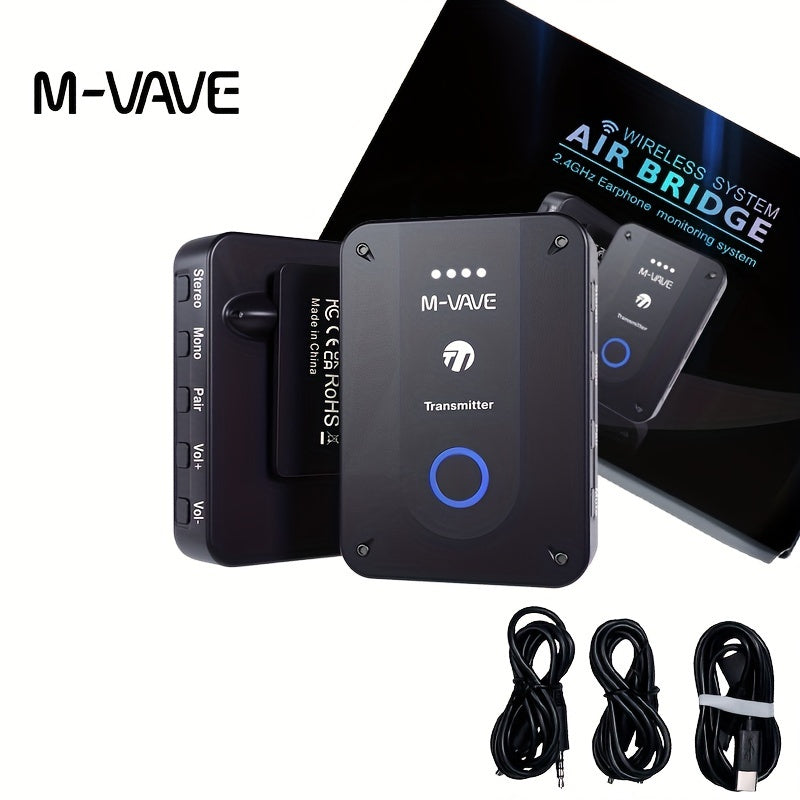 Sistema de micrófono inalámbrico WP-9 de 2,4 GHz con monitor de auriculares, transmisor y receptor recargable por USB-C, funcionalidad de estéreo/mono/silencio, conectividad universal, alimentado por batería de litio