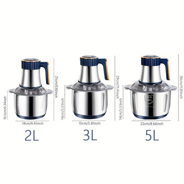 Procesador de Alimentos 2L-5L, Picadora Multifuncional para Verduras y Ajo, Trituradora de Jugos y Fideos – Herramienta Esencial en la Cocina, Ideal para Cebollas y Ensaladas – 5 Velocidades