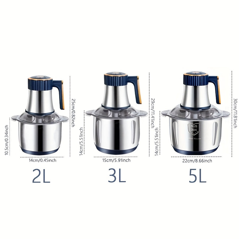 Procesador de Alimentos 2L-5L, Picadora Multifuncional para Verduras y Ajo, Trituradora de Jugos y Fideos – Herramienta Esencial en la Cocina, Ideal para Cebollas y Ensaladas – 5 Velocidades