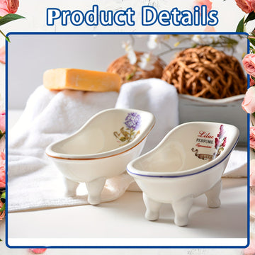 1pc Bañera de cerámica vintage con forma de garra, Jabonera decorativa rectangular en miniatura, Accesorio de baño de zapatilla