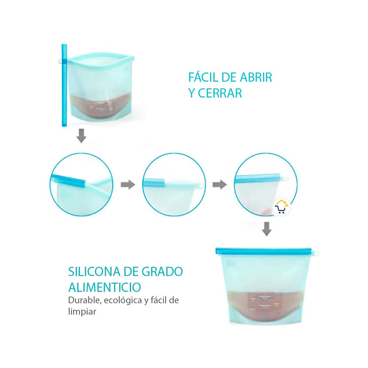 Bolsa Silicona Hermética Reutilizables Alimentos 500ml HE023