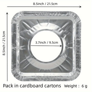 50pcs Cubiertas Desechables de Aluminio para Quemadores de Estufa de Gas, Cuadradas de 21.59cm, Resistentes al Calor - Almohadillas de Protección Gruesas para Cocina, Ideales para Uso Doméstico y Necesidades de Cocina, Protectores para la Parte Superior