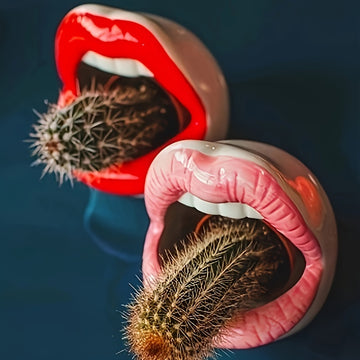 1 maceta con forma de labios de resina, estilo contemporáneo, multifuncional, decorativa para sala de estar, pieza de arte con diseño de labios, maceta liviana para interiores y exteriores