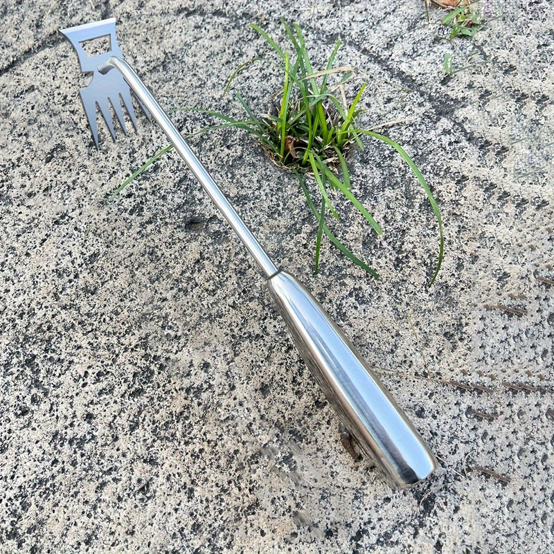 1 pieza de Oasis 5 dientes, cuchara de hierro inoxidable, cuchara de hierro con borde dentado, cuchara de hierro con mango de madera para cavar, trasplantar, suelos sueltos - Herramienta de jardinería multifuncional, herramientas y accesorios de jardiner