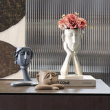 1 pieza de jarrón de arte minimalista moderno con arreglo floral - Decoración abstracta de resina para sala de estar, estante de TV o entrada - Elegante decoración del hogar, decoración de jarrones para el hogar