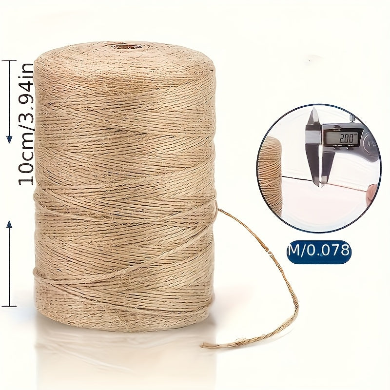 656 Pies de Cuerda Natural de 2mm para Manualidades, Jardinería, Envoltura de Regalos y Proyectos de Arte - No Requiere Electricidad ni Batería