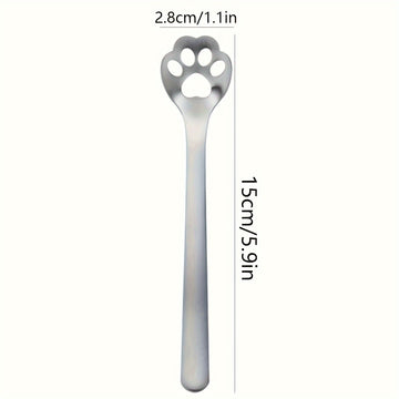 1 cuchara de garra de gato, cuchara para beber, cuchara pequeña para café, cuchara de postre de acero, cuchara con mango, cuchara para yogur, espumadera, cuchara ranurada, colador de regalo para bebés de hielo, cuchara de dibujos animados de acero inoxid