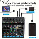 Consola de mezcla portátil G6 de DEPUSHENG, alimentada por USB, con 6 canales USB, controlador de sonido DJ con pantalla LCD, diseño compacto para grabación de PC, transmisión y uso en vivo, sistema de mezcla, apariencia simplificada, construcción de ale