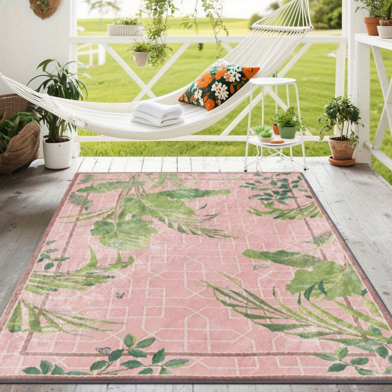 Alfombrilla de exterior con diseño de hojas ZULIDA - Ligera, fácil de limpiar, poliéster, lavable en máquina, ideal para jardín, patio, camping en RV, patio trasero y picnic, uso interior/exterior, regalo de verano, varios tamaños disponibles, decoración
