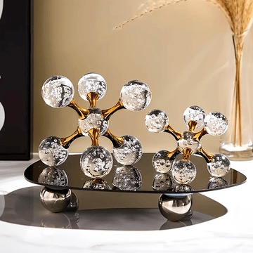 1pc Decoración de Escritorio Moderna de Cristal y Metal - Orbe de Vidrio Elegante con Base Metálica, Perfecto para Bodas, Hogar o Decoración de Oficina, Decoración de Oficina y Accesorios