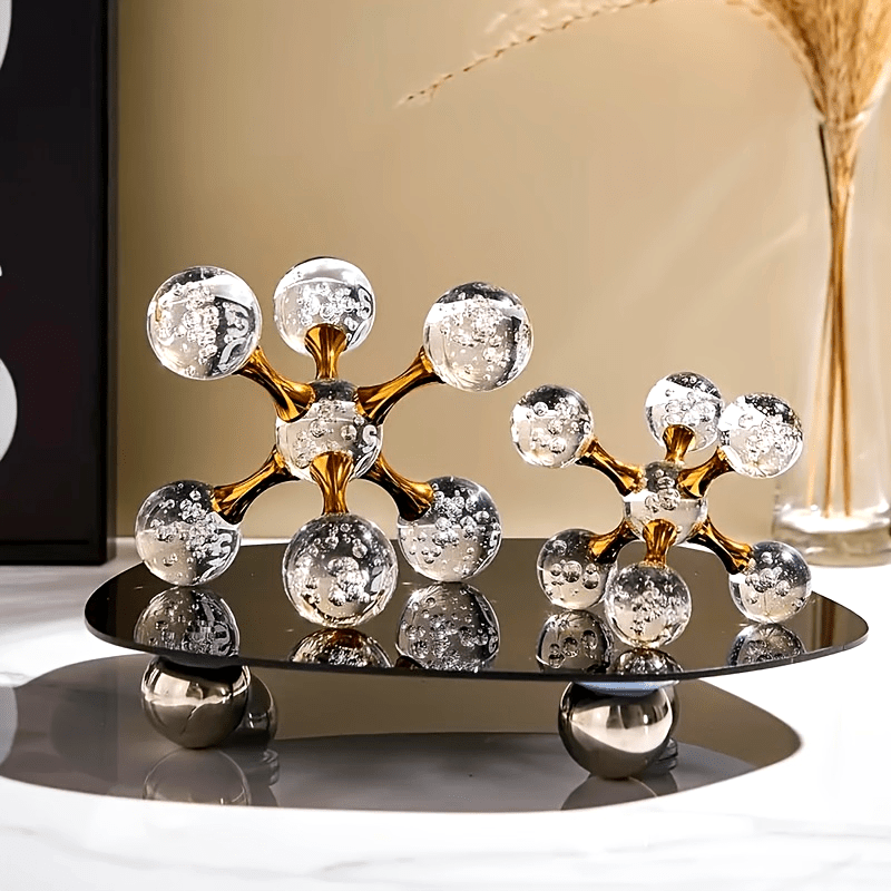 1pc Decoración de Escritorio Moderna de Cristal y Metal - Orbe de Vidrio Elegante con Base Metálica, Perfecto para Bodas, Hogar o Decoración de Oficina, Decoración de Oficina y Accesorios