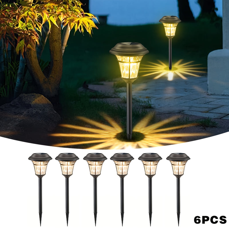 6 piezas de luces LED solares para jardín, luces de cristal para caminos para césped, luces de tierra para exteriores aptas para patios, jardines, villas, parques y luces de ambiente decorativas de Halloween.
