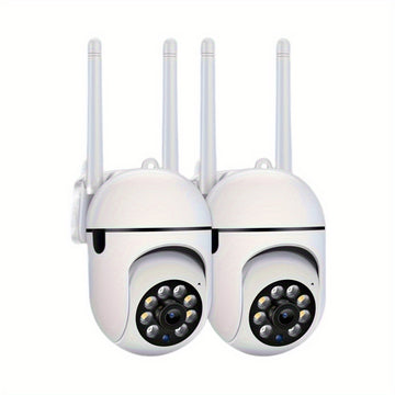 2 cámaras de seguridad de 1080P con visión nocturna Full HD, luces de escena y sirena, audio bidireccional para vigilancia doméstica interior/exterior, pan/tilt/zoom, WiFi habilitado, seguimiento de movimiento - Compatible con Alexa, control inalámbrico,