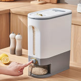 Dispensador Automático de Arroz, Contenedor de Almacenamiento de Alimentos Rectangular de Plástico con Cierre de Tapa Abatible, Reutilizable, a Prueba de Insectos y Humedad, Organizador de Cocina Multiusos para Granos y Artículos Diversos
