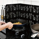 1 Protector de salpicaduras de cocina resistente al calor - 33,27" x 12,80" Cubierta de papel aluminio negro, adecuada para hornos de gas, protege paredes y superficies de daños por grasa y manchas.