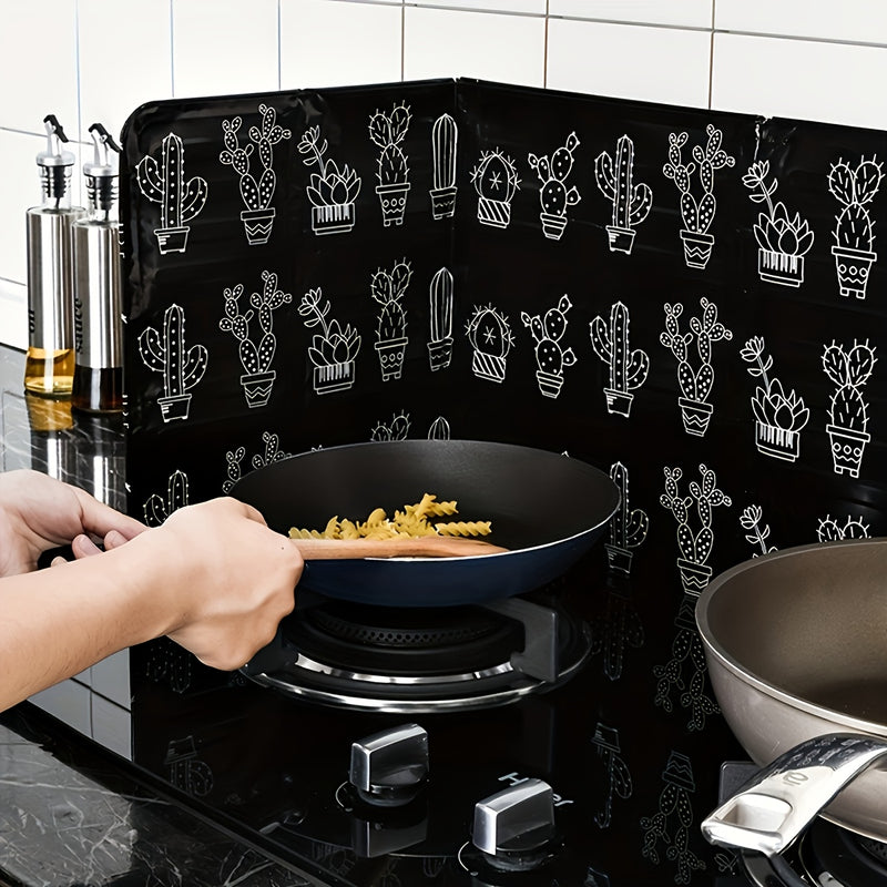 1 Protector de salpicaduras de cocina resistente al calor - 33,27" x 12,80" Cubierta de papel aluminio negro, adecuada para hornos de gas, protege paredes y superficies de daños por grasa y manchas.