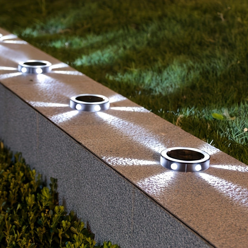 4 luces solares para entierro en tierra, decoración de jardín de patio al aire libre con disposición de pasos solares, luces de enchufe para césped, luces de escaleras