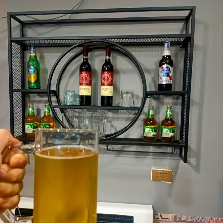 Estante de vino colgante de pared - Estante de exhibición de arte de hierro para el hogar, sala de estar, comedor - Almacenamiento vertical ahorrador de espacio con diseño decorativo de volutas, decoración de vino