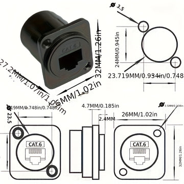 5 Piezas Adaptador RJ45 CAT6 Ethernet - Tipo D Macho a Macho con Tornillos y Tuercas, Par trenzado blindado para Red Doméstica/Oficina, Compatible con Gigabit Ethernet