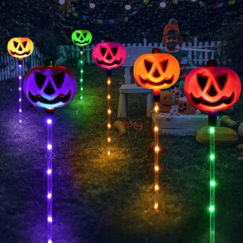 1 Juego de 6 Luces Solares de Calabaza de Halloween para Tierra, Luces de Césped, Luces de Calabaza que Brilan, Adecuadas para Decoración de Jardín, Patio, Luces Decorativas, Control Inteligente de Luces, Se Enciende Automáticamente al Atardecer, Se Pued