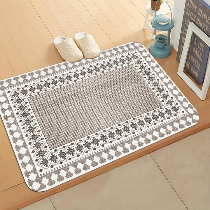 Tapete de bienvenida con diseño gris simple, resistente y lavable a máquina, antideslizante, ideal para salas, dormitorios y áreas de lectura, tapete para sala