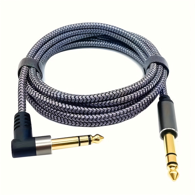 Cable de audio de alta calidad 6.5 mm con doble blindaje - Cancelación de ruido, conectores redondos dorados y negros, ideal para guitarra, bajo, pedales de efectos y presentaciones en vivo, cable de audio profesional y duradero