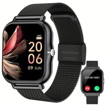 Smartwatch con Correa de Malla de Acero Inoxidable, Modos Deportivos Múltiples, Compatible con Sistemas iPhone y Android, La Mejor Elección para Regalo