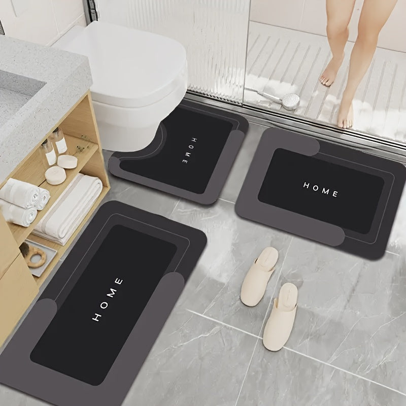 Juego de 3 Alfombrillas para Baño de Barro de Algas, Antideslizantes y Absorbentes de Poliéster para Suelo en Baños, Cocinas, Lavanderías, Uso Interior