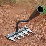 Rastrillo de jardín de acero al carbono de alta resistencia - Aerador manual de suelo y césped, diseño de horquilla de 360°, estructura metálica duradera, ideal para jardinería y ventilación de suelo, herramienta de jardín | Construcción sólida | Rastril