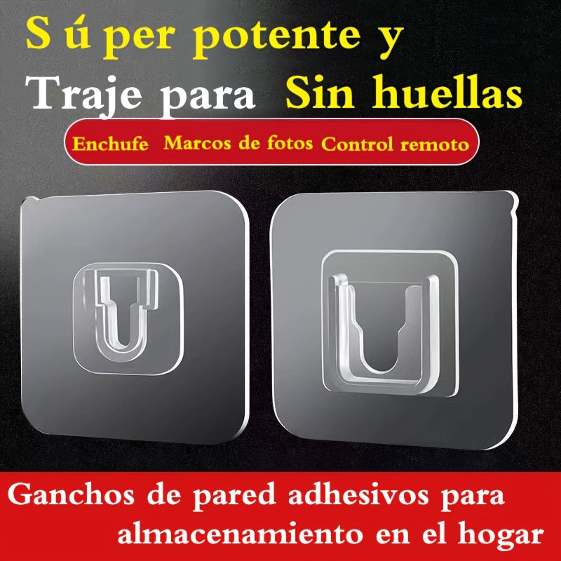 10 Pares de Ganchos Adhesivos Potentes sin Rastro, Sin Taladrar, Multifuncionales para Baño y Cocina, Impermeables para Colgar en la Pared del Hogar, Ganchos de Utilidad
