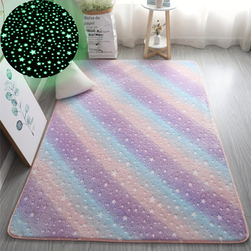 Suave Alfombra con Brillo Nocturno, Alfombra Rectangular Suave y Acogedora con Brillo Nocturno, Lavable a Mano y Perfecta para Dormitorio o Espacio Interior