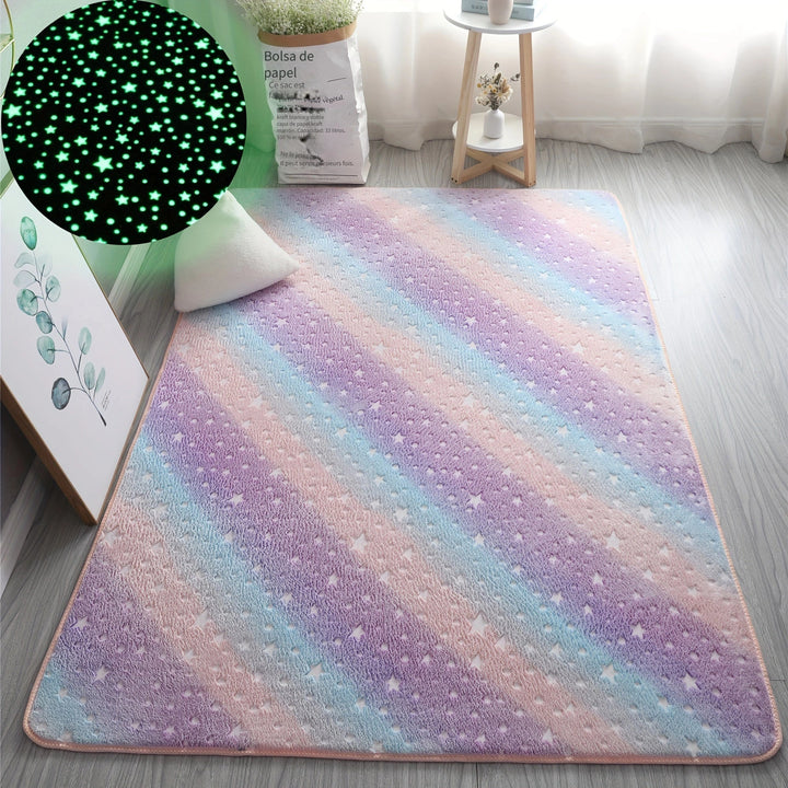 Suave Alfombra con Brillo Nocturno, Alfombra Rectangular Suave y Acogedora con Brillo Nocturno, Lavable a Mano y Perfecta para Dormitorio o Espacio Interior