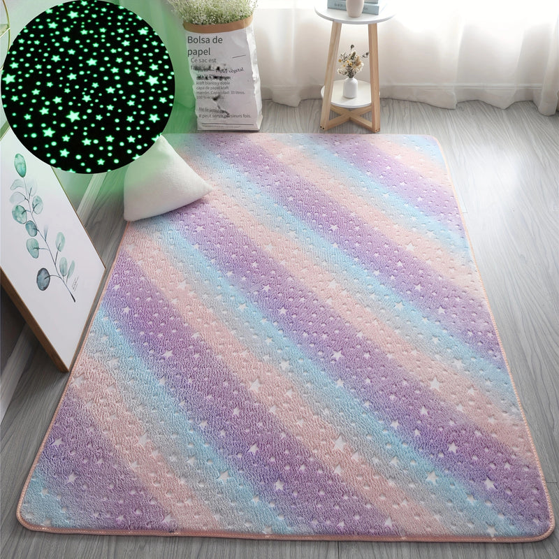 Suave Alfombra con Brillo Nocturno, Alfombra Rectangular Suave y Acogedora con Brillo Nocturno, Lavable a Mano y Perfecta para Dormitorio o Espacio Interior