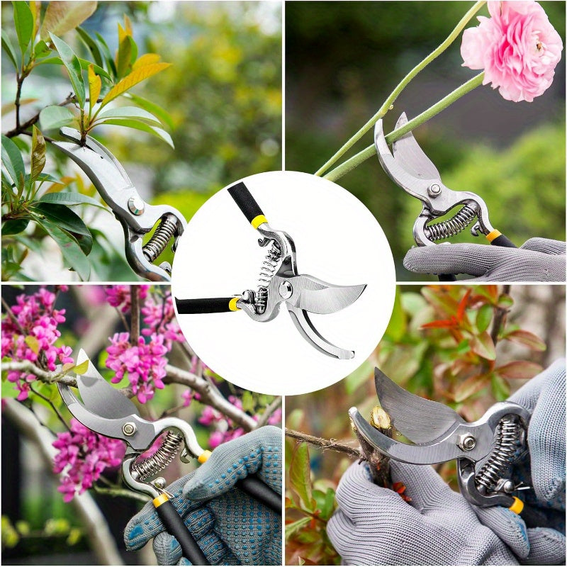 Tenazas de Jardinería Manuales Resistentes con Mangos Ergonómicos y Mecanismo de Bloqueo - Cuchillas de Resina Reforzadas para Profesionales y Hogar, Injertos, Árboles Frutales - Diseño Contemporáneo, Tijeras de Podar Cómodas, Herramienta Afilada, Planta