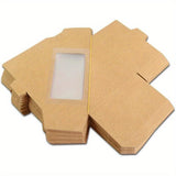 50 Cajas de papel marrón para sándwiches con ventana, pequeños recipientes triangulares para alimentos, sin BPA, aptos para contacto con alimentos, soportes desechables para cupcakes en forma de cuña.