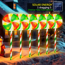 1 Juego, 5 en 1 Energía Solar, Luces de Tierra de Caramelo de Viento Rojo y Verde para Navidad, Perfectas para Decoraciones Navideñas al Aire Libre, Patios, Jardines, Aceras y Decoraciones de Césped!