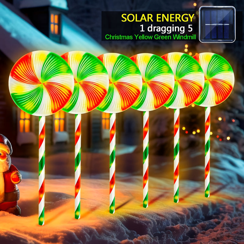 1 Juego, 5 en 1 Energía Solar, Luces de Tierra de Caramelo de Viento Rojo y Verde para Navidad, Perfectas para Decoraciones Navideñas al Aire Libre, Patios, Jardines, Aceras y Decoraciones de Césped!