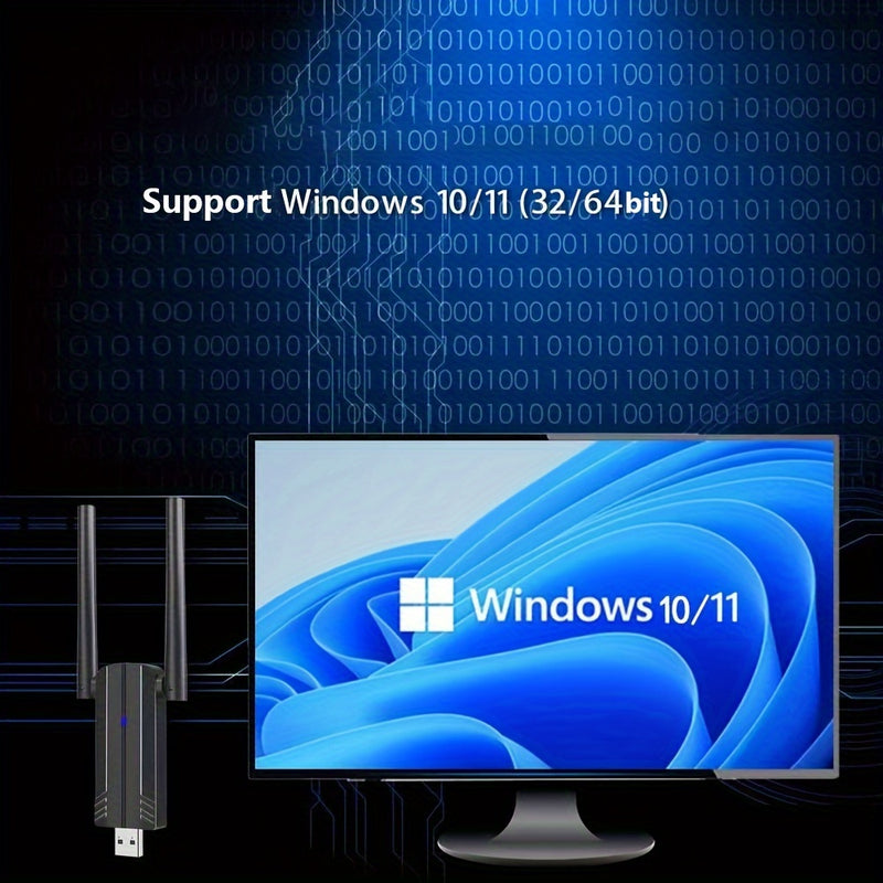 Adaptador sin varillas de 1800Mbps, Adaptador USB WiFi 6 para PC - Adaptador USB WiFi 802.11ax, Adaptador WiFi Banda Doble AX1800 para Escritorio y Portátil, Dongle WiFi para Red Inalámbrica en Windows 7/10/11