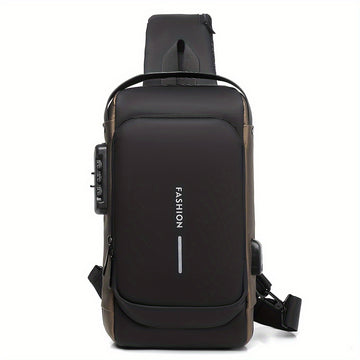 Bolso Antirrobo para Hombres con Puerto de Carga USB - Bandolera Elegante para Motocicleta y Deportes de Ocio, Tela Oxford Duradera, Correa de Hombro Ajustable, Compartimentos con Doble Cremallera