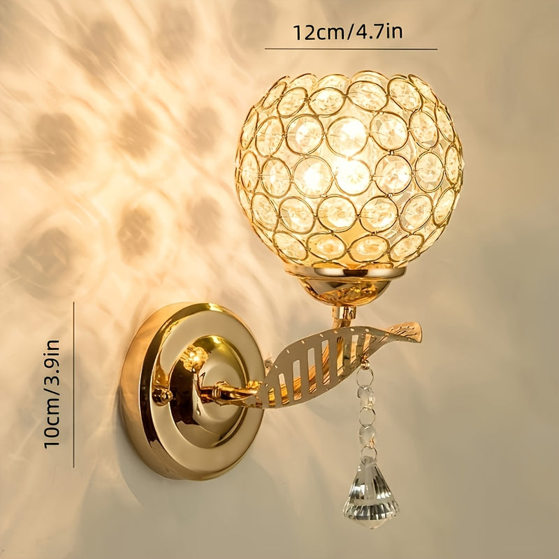 1pc Lámpara de Pared Semi-Encastrada Moderna de Cristal - Acabado Dorado Pulido, Fijación Removible, Compatible con E26/E27 y Alexa, Instalación Directa para Dormitorio, Sala de Estar, Baño (Bombilla No Incluida), Decoración Moderna para Baños, Iluminaci