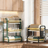 Estantería de Cocina de 3 Niveles en Acero Inoxidable con Sistema de Drenaje, Organizador Multifuncional para Tazones y Utensilios, Gran Capacidad y Diseño Ahorrador de Espacio Apto para Platos y Tablas de Cortar