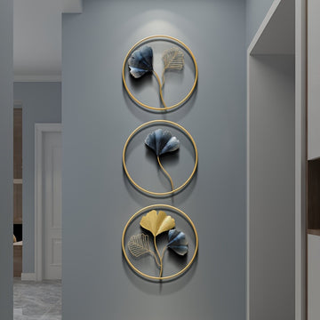 2D Plano, 3 Piezas de Decoración Acrílica Moderna al Estilo Europeo con Ginkgo para Colgar en la Pared sin Marco y Agujeros Pre-perforados para Sala de Estar Dormitorio Guardería Adhesivos Artísticos, 2D Plano