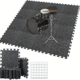 Conjunto de batería de alta calidad 2/4 de alta densidad Alfombra de espuma antirruido interbloqueable - Gruesa, Antideslizante y Absorbente de choques - Gris