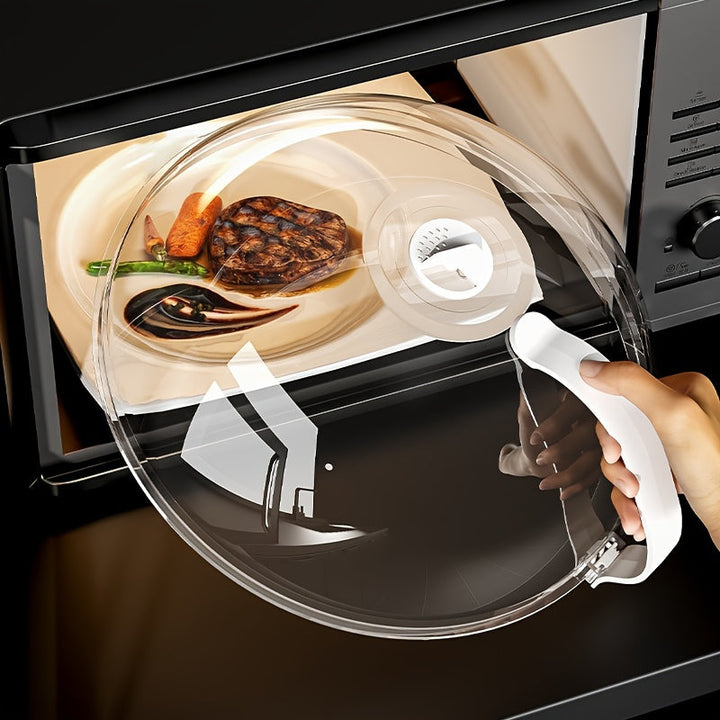 Tapadera para Microondas con Mango Fácil de Agarrar - Tapa Transparente, Resistente al Calor y Hermética para Ventilación de Vapor, Cocina Sin Desorden - Compatible con Microondas y Hornos, Ideal para Comidas, Verduras, Carne, Empanadillas, Cubierta para