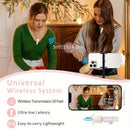 Microfono sin varillas profesional para solapa, compatible con iPhone y iPad - Micrófono de solapa sin varillas para grabacións de video, TikTok, entrevistas en YouTube, podcasts y vlogs - Mini micrófono móvil rosa, regalo ideal para festividades