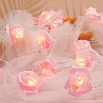 Luces LED de rosas, guirnalda de flores con luces para fiestas, jardín, Navidad y bodas