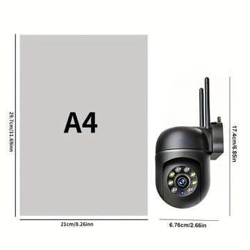 OURLIFE Cámara de Seguridad Exterior con Detección de Humanos/Mascotas, 1080P HD WiFi, Pan-Tilt, Audio Bidireccional, Alertas de Movimiento, Alimentación USB, Visión Nocturna, Inalámbrica IP, para Hogar/Negocio/Oficina, Monitoreo de Mascotas, Diseño de A