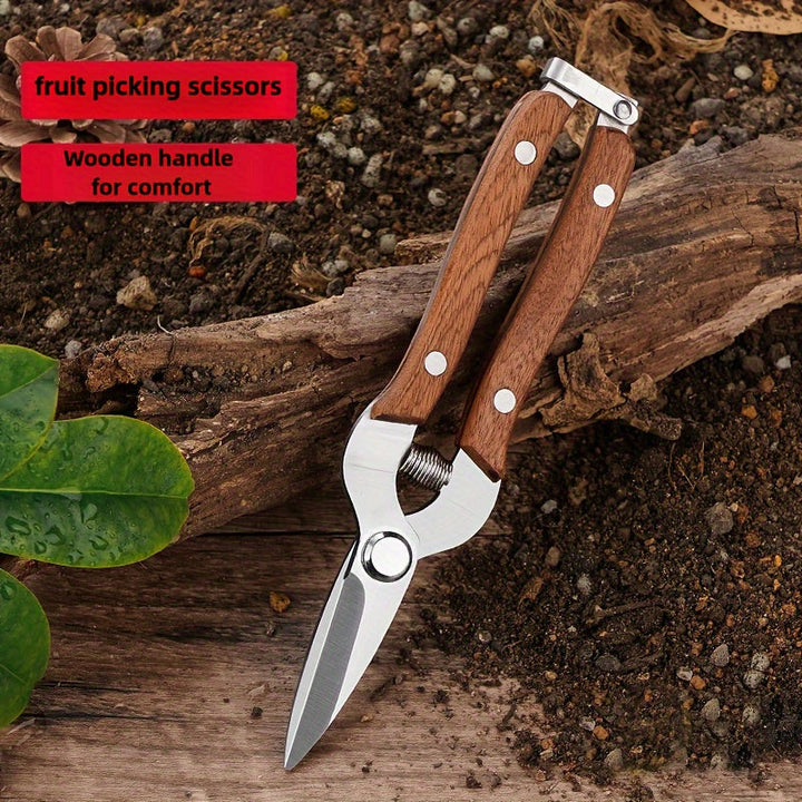 Tijeras de jardín clásicas con acción de resorte automática y cuchillas de acero inoxidable - Manijas ergonómicas para podar sin esfuerzo, injertar y frutificar - Ideales para huertos, jardines y cuidado de césped, podaderas