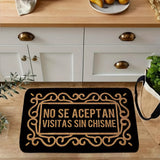Tapete de bienvenida con diseño geométrico, antideslizante, lavable a máquina, de poliéster de secado rápido, con letras vintage en encaje negro, alfombra rectangular trenzada de pelo medio para entrada, baño o sala de estar, 1.2 cm de grosor, 580 g/m²